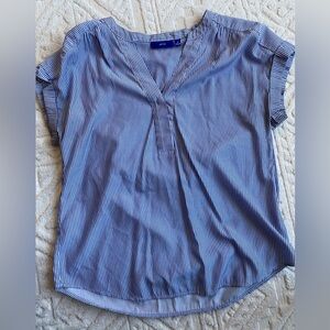 Blue & White Short Sleeve Top